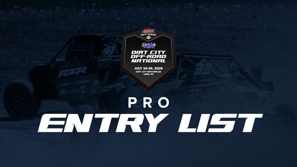 Pro Entry List: Dirt City Off-Road National 2026 at Dirt City Motorplex in Lena, WI